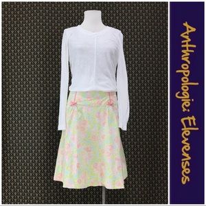Anthro Rose Print Cotton Skirt by Elevenses